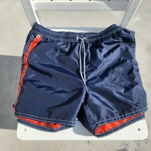 Men's Navy and Red Swim Shorts